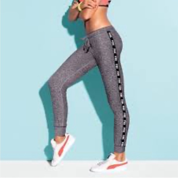 Victorias Secret PINK Gray Joggers with Side Stripe - Picture 1 of 7